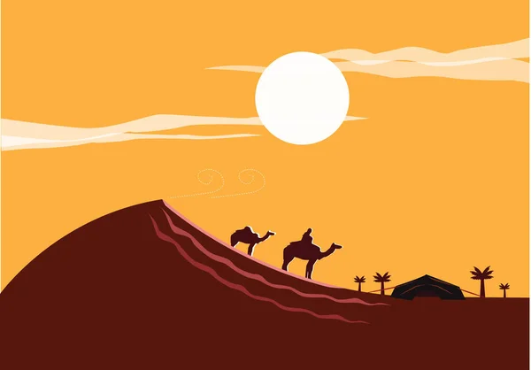 Караван Верблюда Табору Пустелі Редагувати Мистецтво Кліпу — стоковий вектор