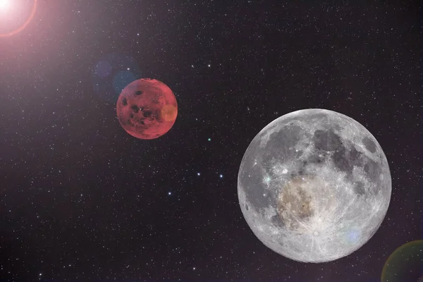 Big Full Moon Starry Background Night — 图库照片
