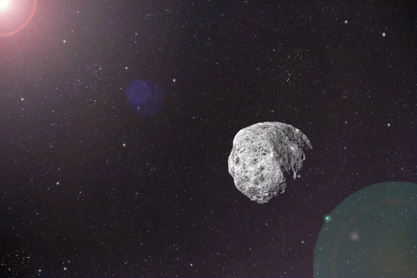 Großer Meteorit Universum Der Von Einem Stern Beleuchtet Wird — Stockfoto