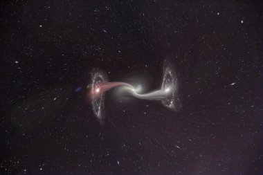 Galaksiler yüksek çözünürlükteki tek bir ağırlık merkezi tarafından birleştiriliyor.