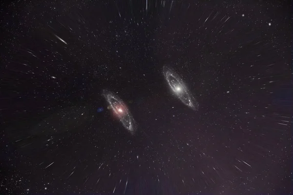 Nedaleké Galaxie Přibližují Rušivému Prostoru Času — Stock fotografie