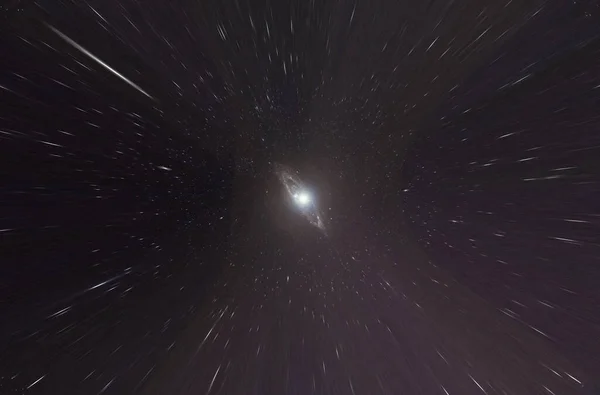 高分辨率5K的小仙女座星系扭曲空间 — 图库照片