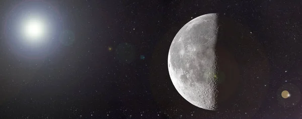 Piękna Jasna Panorama Superksiężyca Wysokiej Resolution — Zdjęcie stockowe