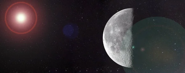 Piękny Jasny Księżyc Słońcem Tle Wysokiej Rozdzielczości — Zdjęcie stockowe