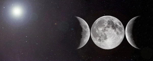 高解析度的两相月球全景 — 图库照片
