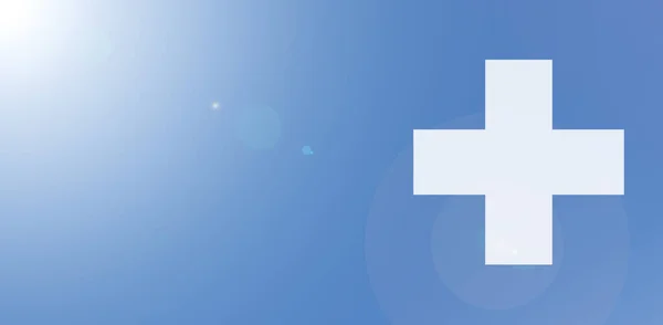 Witte Kleur Geneeskunde Kruis Hemel Blauwe Achtergrond — Stockfoto