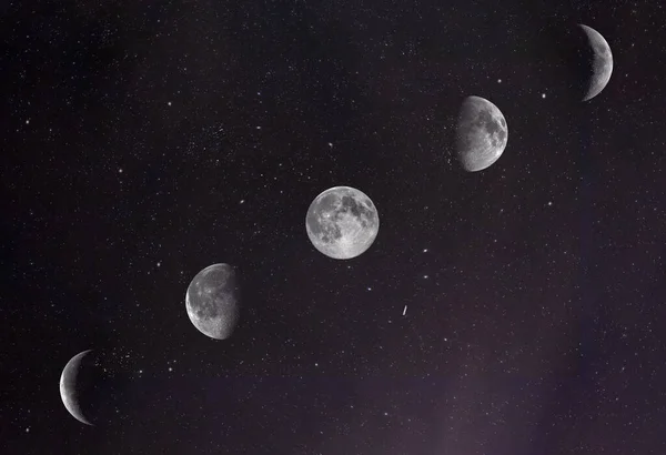 Komplet Księżyców Ich Fazach Wysokiej Rozdzielczości — Zdjęcie stockowe