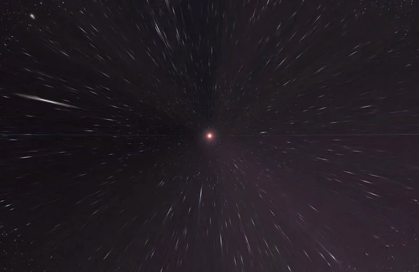 宇宙を旅する星は光を歪ませ — ストック写真