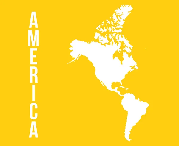 Mapa América Completo Con Palabra América Escrita Fondo Amarillo — Foto de Stock