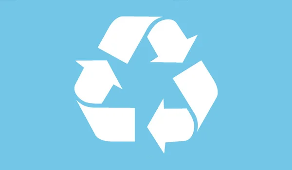 Sinal Reciclagem Cor Fundo Azul Branco Alta Resolução — Fotografia de Stock