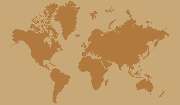 Mapa Świata Wszystkimi Kontynentami Stary Brązowy Kolor — Zdjęcie stockowe