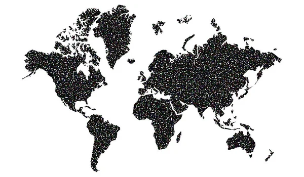 各大洲的世界地图点画风格白色背景 — 图库照片