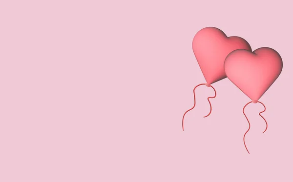 pair of pastel pink heart shaped balloons on pink background