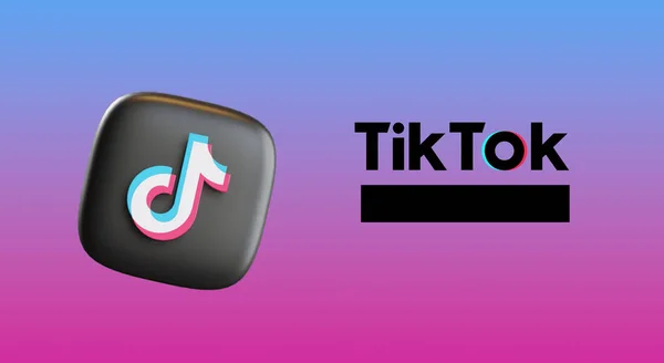 Tiktok Logosu Siyah Bir Pankartın Yanında — Stok fotoğraf