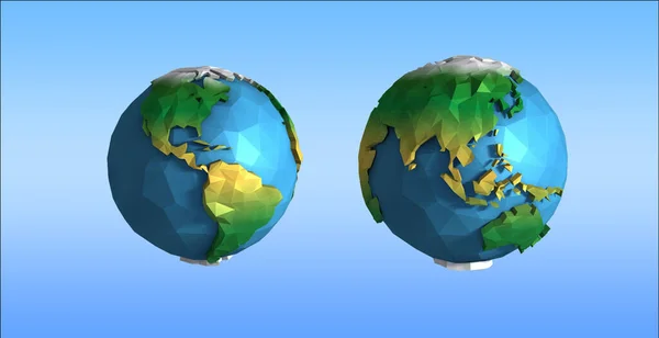 3D具有大海和蓝底陆地的地球 — 图库照片