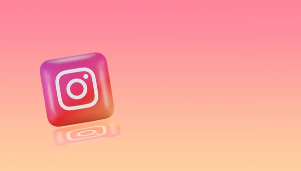 Instagram Logo Med Skygge Fuchsia Baggrund - Stock-foto
