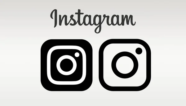 Set Dari Ikon Instagram Warna Hitam Latar Belakang Abu Abu — Stok Foto