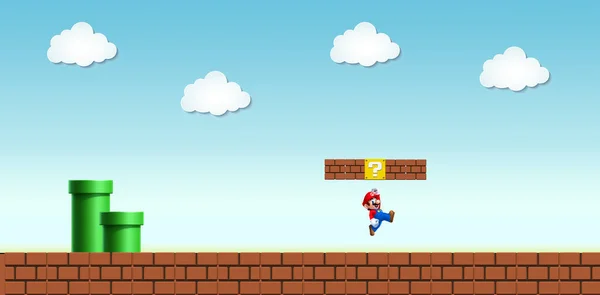 Mapa Retro Super Mario Bros Con Túneles Cajas Con Mario — Foto de Stock