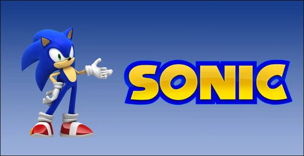 Sonic Oryginalny Sonic Lakeside Niebieskim Stylu Baner Tła — Zdjęcie stockowe