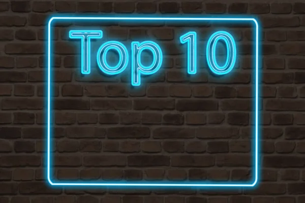 stock image top 10 neon color with brick background