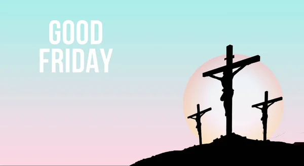 Easter Cross Sun Background Blue Background Text Says Holy Friday — Stock Photo, Image