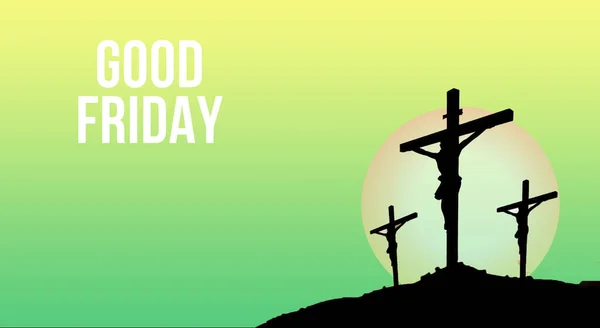 Easter Cross Sun Background Green Background Text Says Holy Friday — Stock Photo, Image