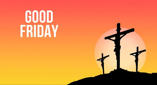 Easter Cross Sun Background Orange Background Text Says Holy Friday — Stock Photo, Image
