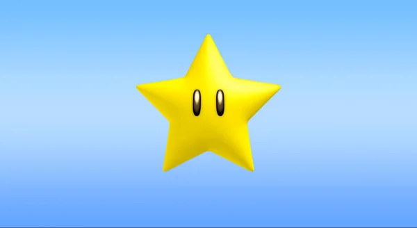 Super Mario Bros Gwiazda Niebieskim Tle — Zdjęcie stockowe