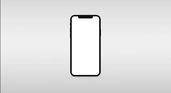 Современный Мобильный Телефон Белым Экраном Сером Фоне — стоковое фото