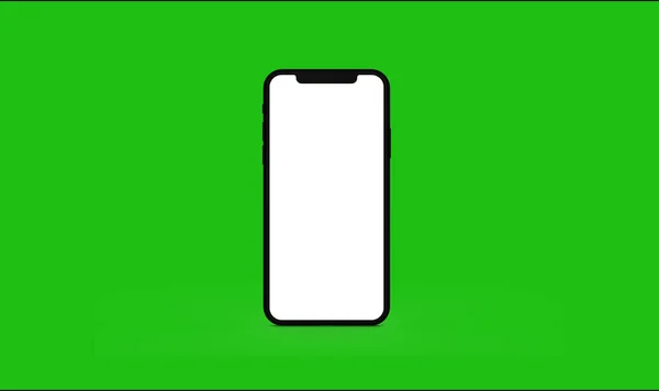 Teléfono Celular Moderno Con Pantalla Blanca Sobre Fondo Verde Claro — Foto de Stock