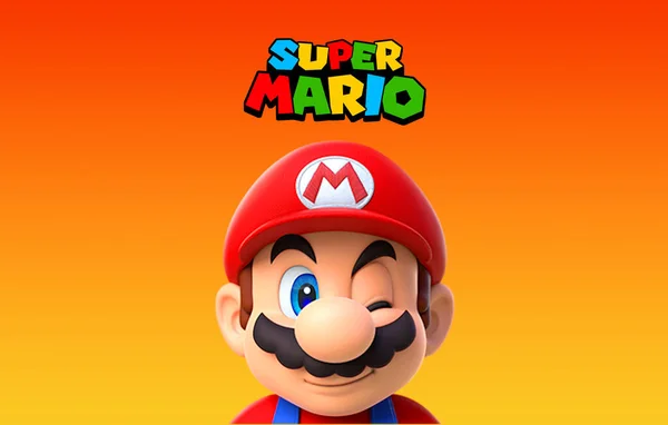 Super Mario Bros Piecze Oko Pomarańczowym Tle — Zdjęcie stockowe