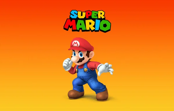 Super Mario Από Αρχικό Mario Bros Διαβάθμιση Πορτοκαλί Φόντο — Φωτογραφία Αρχείου