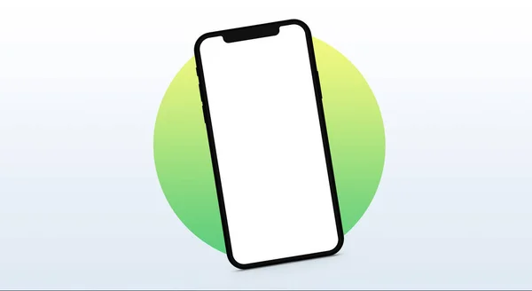 Белый Смартфон Фоне Дизайн Круге Зеленых Градиентных Цветов — стоковое фото