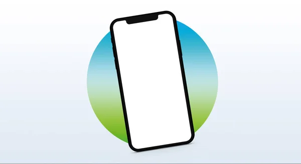Smartphone Blanco Diseño Fondo Círculo Colores Degradados — Foto de Stock