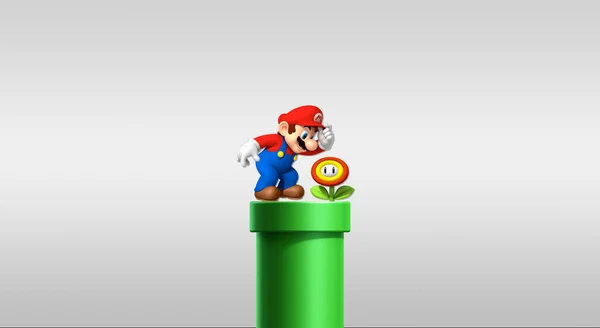 Green Tunnel Mario Bros Watching What Comes Out White Background — Stock Photo, Image