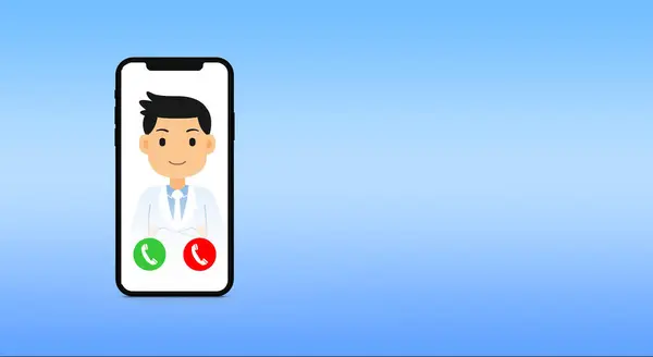 Входящий Звонок Мобильный Телефон Нового Дизайна Доктора Градиентном Фоне — стоковое фото