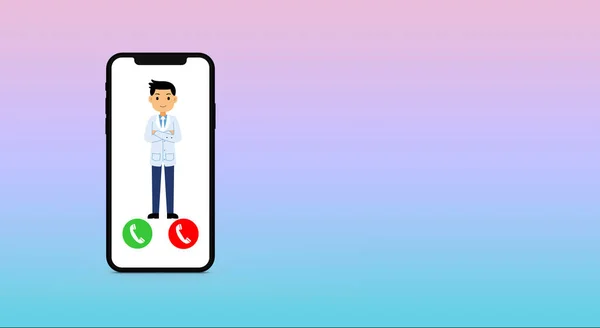 Incoming Call Cell Phone Doctor Design Gradient Background — Stock Photo, Image