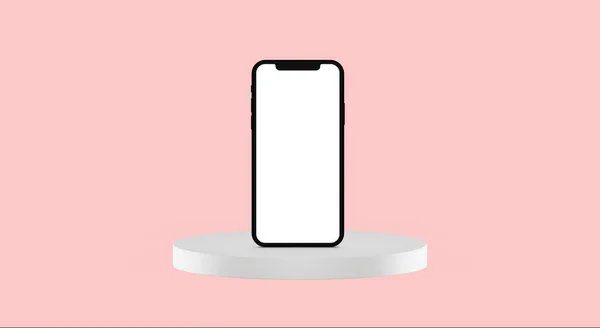 Telefon Komórkowy Pieszych Cylindrów Różowym Tle — Zdjęcie stockowe