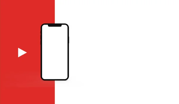 Новий Мобільний Телефон Білим Екраном Логотип Youtube Оригінальними Кольорами — стокове фото