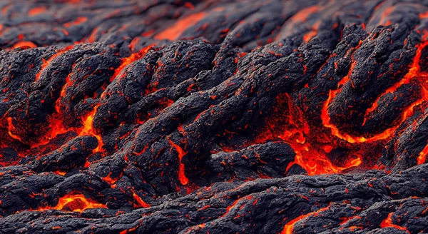 Fluxul Aprins Lavă Vulcanică Alunecare — Fotografie, imagine de stoc