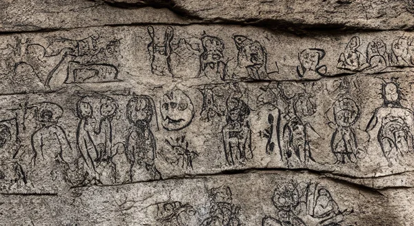 Duvarın Içindeki Antik Çizimler Yazılar — Stok fotoğraf