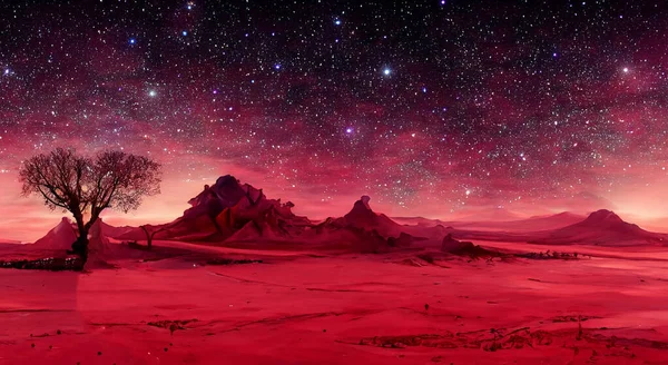 多くの星を持つ平行宇宙の美しいエイリアンの風景 — ストック写真