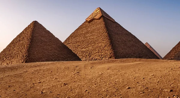 Beautiful Pyramids Giza Next Moon Background — Stock Photo, Image