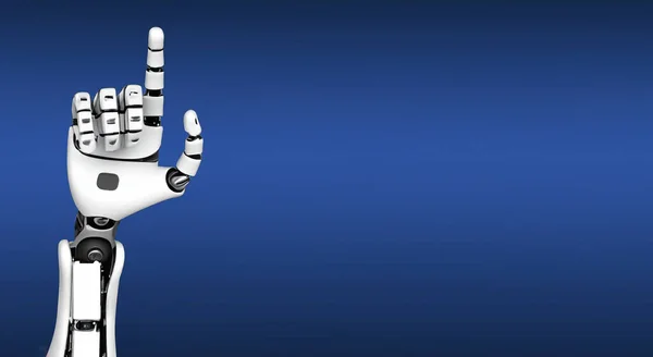 novelty robot hand on blue background