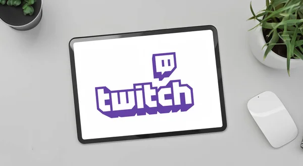 Twitch Logo Auf Neuem Tablet Bildschirm — Stockfoto