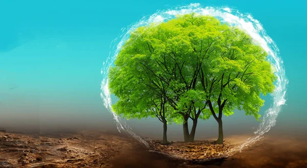Trees Middle Bubble Air Water Blue Sky Background — Stock Photo, Image