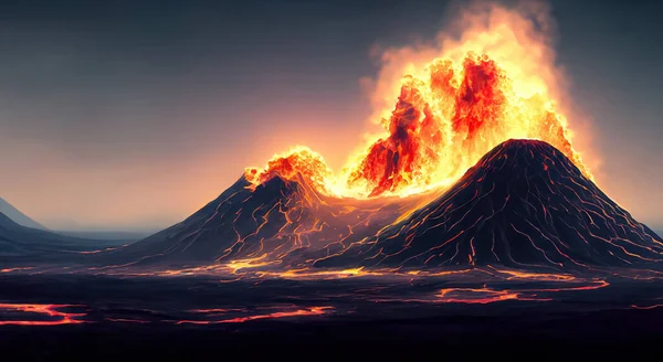 Krásná Krajina Sopky Vybuchující Před Miliony Let — Stock fotografie
