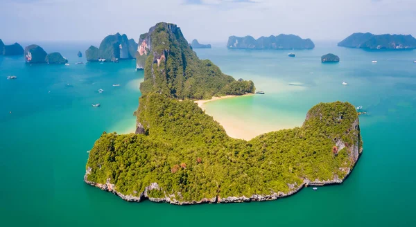 Hermoso Paisaje Una Isla Tailandia Día Con Vista Aérea Agua —  Fotos de Stock