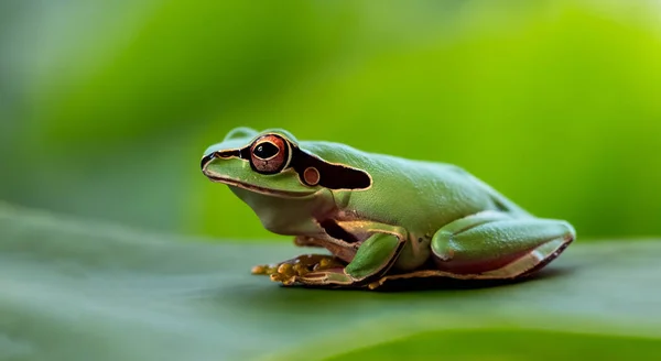 アマゾンの小さな葉の上に美しいカエルがいます — ストック写真