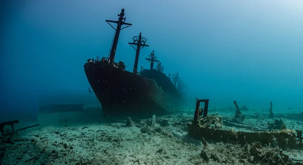 Incroyable Vieux Navire Coulé Rouillé Sous Mer Dans Les Profondeurs — Photo